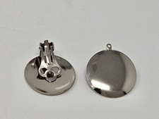 10 pair Silver Tone Clip on Earring Craft Findings Backs Backings 22mm Pad