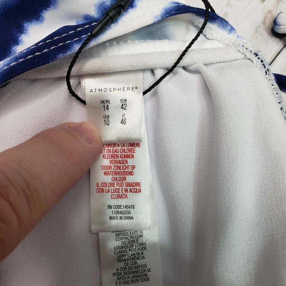 NWT Primark Atmosphere Bandeau Halter Bikini Top Sz 10 Blue White Stripe Padded  - Image 4 of 4