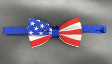American Flag Bow Tie USA Patriotic 4" Bow Adjustable Neck 9"