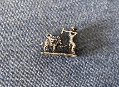 SUPER! Estate 50s-60s NOC Ster CHARM: 3D MINER Pack MULE Pick Ax /fine details!! - Picture 3 of 15