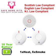 ANKA Wireless Interlinked 6x Smoke 1x Heat Alarm DIY Kit UK Law Compliant 10year