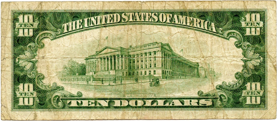 1929 $10 Redwood City, California Small Size National Bank Note Fr #S-2055 - Image 2 of 2