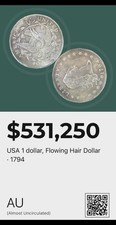 USA 1 dollar, Flowing Hair Dollar 1794