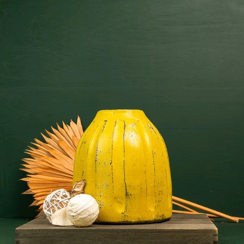 Sunlit Grove Handmade Terracotta Vase – Rustic Yellow Home Décor from Bali - Picture 4 of 4