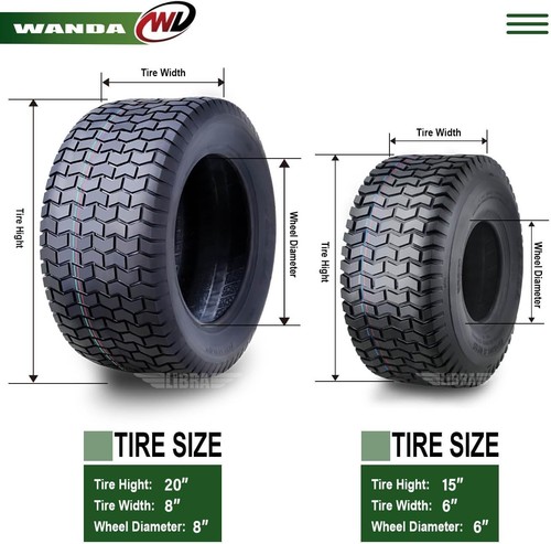 Juego 4 neumáticos de césped para cortacésped WANDA 15x6-6 delanteros y 20x8-8 traseros 4PR - Imagen 2 de 6