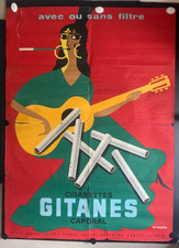 affiche Ancienne 0riginale de 1957 par Fix Masseau "GITANE" Rare  160 X 119 CMS