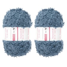 2pcs Fur Yarn Polyester Yarn Fluffy Chunky Yarn Teal Blue for Crocheting,50m