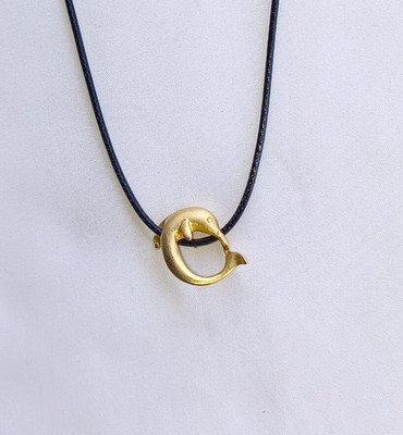 Dolphin Slider Pendant On 18+ Inch Black Cord Necklace