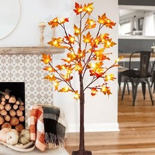 4 FT 48 LED Lighted Artificial Maple Tree Fall Decorations For Home Clearance