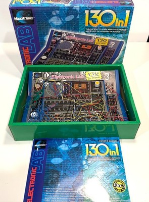 Vintage 1999 130 in 1 Maxitronix Electronic Lab MX-906 Box and Booklet *4.5