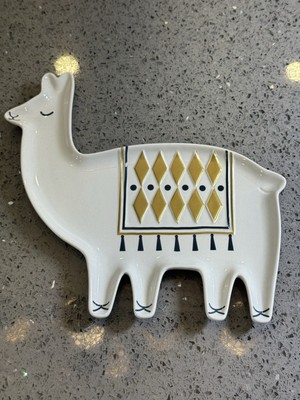 Llama Plate Ceramic black gold white Now Designs plate 7.5 inches