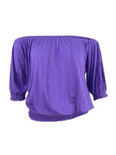Lauren Ralph Lauren Women's Smocked Off-The-Shoulder Top (L, Lilac) 190866304920