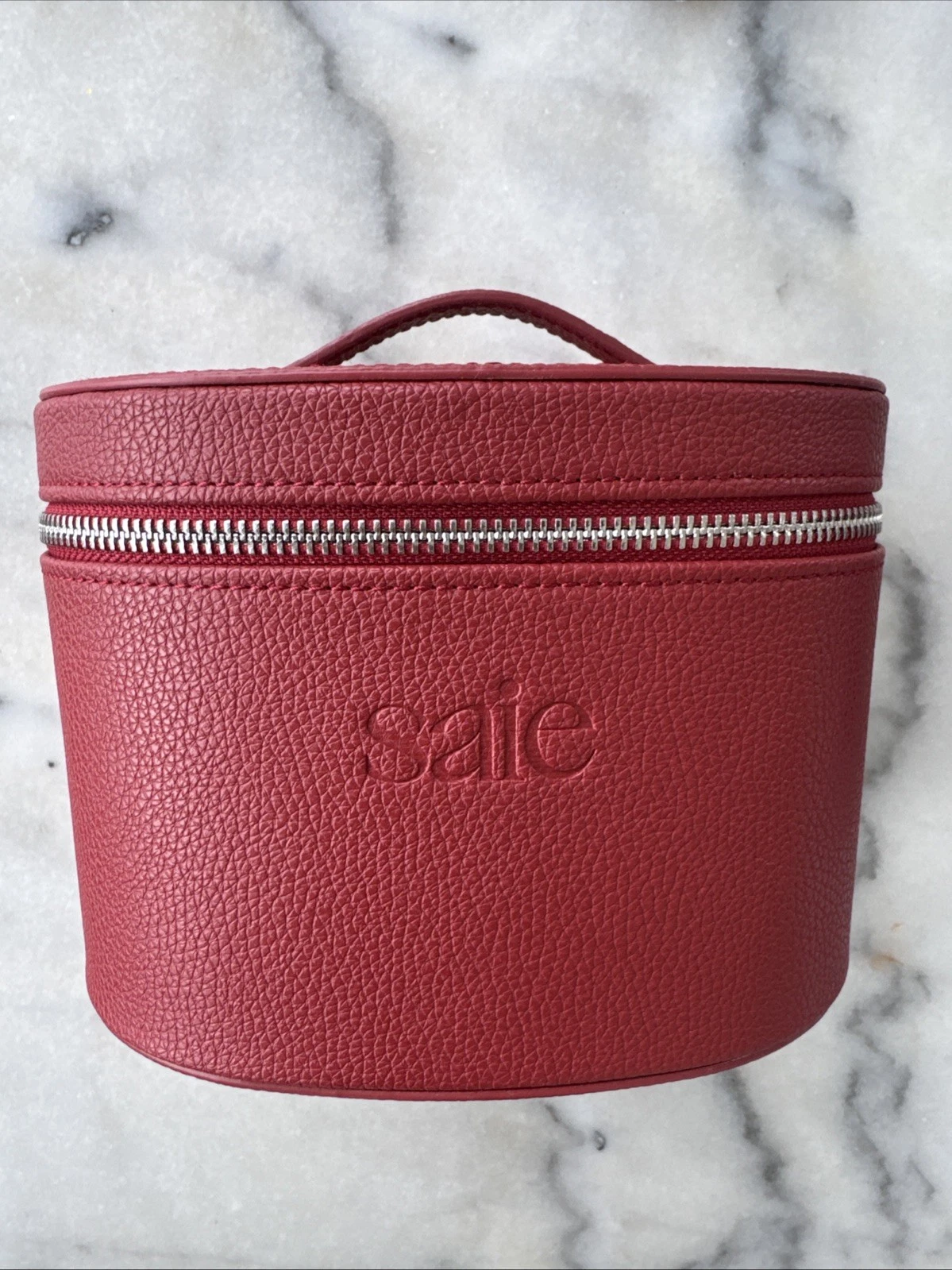 Saie Mini Vanity Case Vegan Leather Cosmetic Organizer Makeup Bag Red New