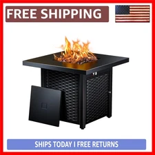 Luxurious 28-Inch Propane Fire Pit Table - 50,000 BTU Steel Gas Fire Pit for ...