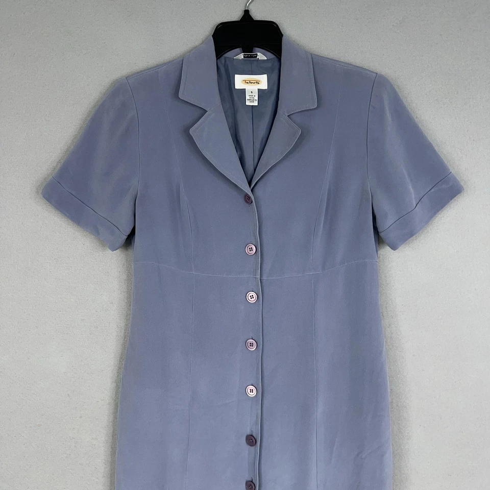 Talbots Dress Womens 6 Blue Purple Silk Modest Cottage Minimalist Quiet Luxury - Image 2 of 4