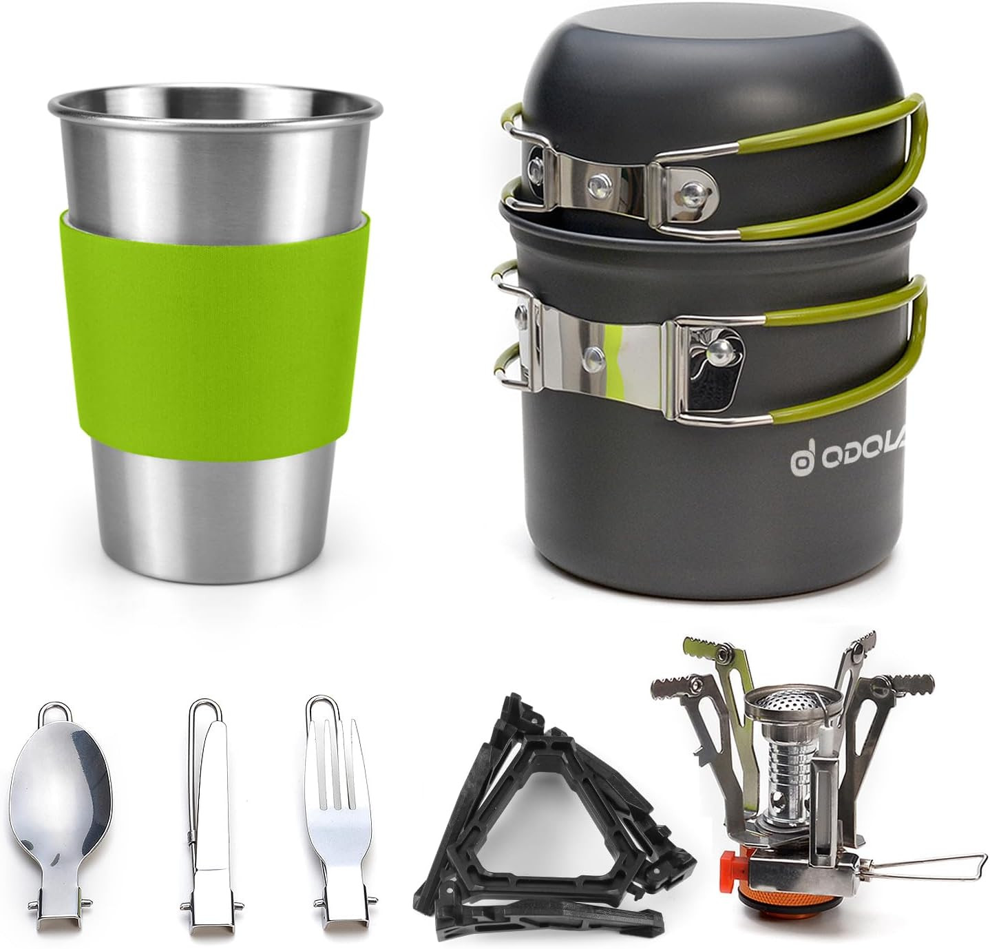 Odoland - Juego De Sartenes Para Camping, 10 Utensilios De Cocina De Acampada, D