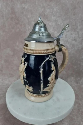 Chope à bière vintage Nick-werke 🇩🇪 Bad Hönningen – Grès & étain – 0,5l - Photo 1/4