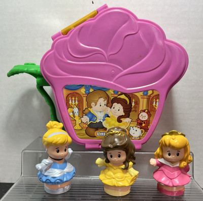 Fisher Price Little People Disney Princess Belle Fold N Go Rose Beauty Beast Lot