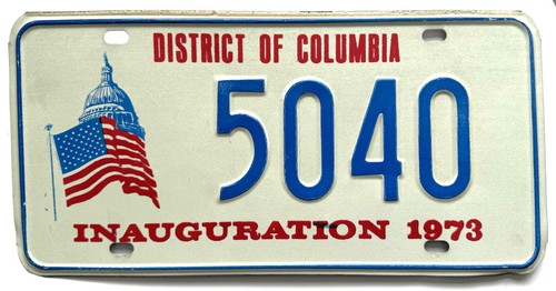 1973 Presidential Inaugural License Plate - Washington D.C.