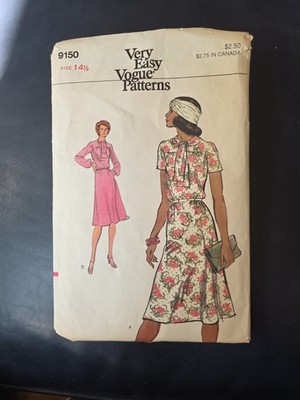 Vogue 9150 Sewing Pattern Misses Loose Fitting  A Line Dress CUT 14 1/2