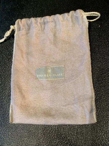 Vintage Steuben Glass Gray Felt Bag w Original Label For Jewelry Glassware 6 x 5