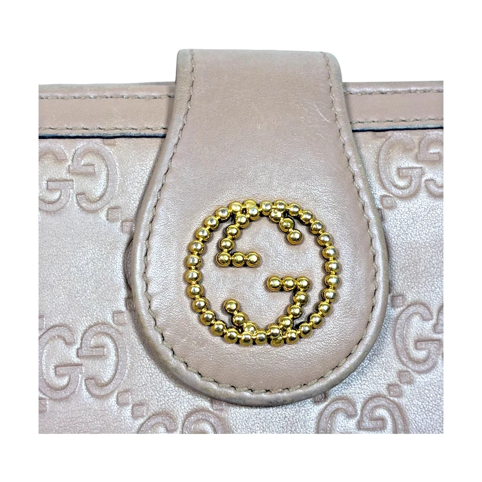 GUCCI Cartera Larga Plegable I 269970 Entrelazada G Guccissima Rosa USADA con Caja Italia Foto 2 de 4