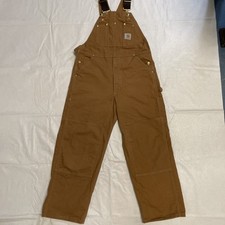 Carhartt Mens Bib Work Overalls 36x30 Relaxed Fit Brown Double Knees RN 14806