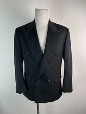 VTG 80s Black Suninni Wool Blazer DOUBLE BREASTED Jacket Altered 42 R