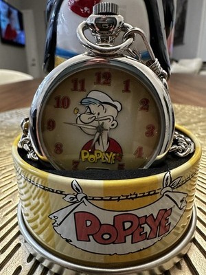 Fossil Limited Edition Popeye & Wimpy Pocket Watch Collectible with Tin 1997
