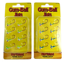 2 pk 8 ct Northland Tackle Gum-Ball Fishing Jig Blood Red Hooks 1/32oz 2 Colors