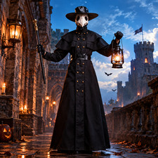 Mens Plague Doctor Costume Full Steampunk Halloween Masquerade Cosplay Costume