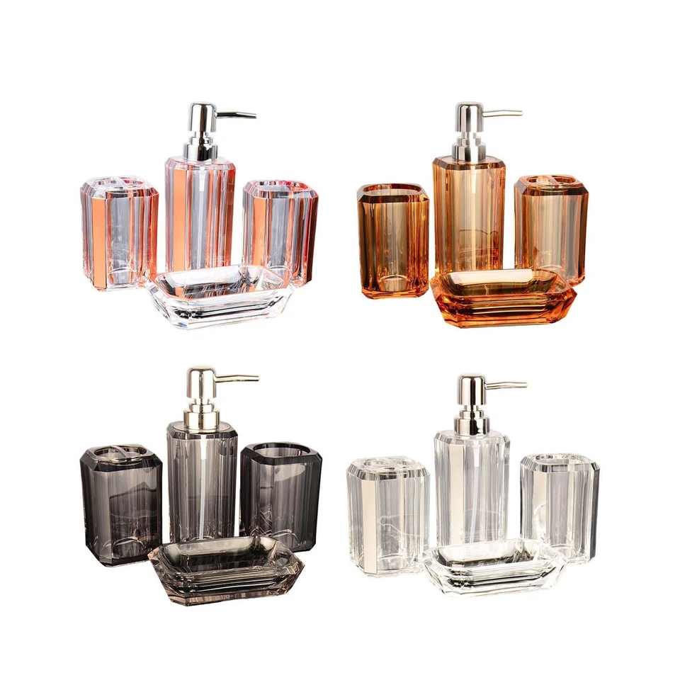 4 Pieces Bath Accessory Soap Dispenser Toilet Accessories Set Acrylic Clear Soap - Image 1 of 1