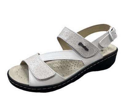 Hickersberger Sandale Weiß Leder Sandalette Klettverschluss Einlage Extraweit