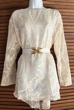 Vintage Victoria's Secret Ivory Sheer Floral Sleep Shirt S Gold Label: NWT