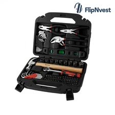 110 Piece Home Tool Set Kit with Hard Carry Case Hammer Pliers Ratchet