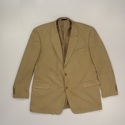 Adolfo International  100% Silk Sport Coat Blazer Men's 46L Tan 2 Button Summer