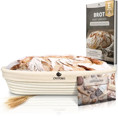 Exitoso Gärkörbchen Oval 35cm Peddigrohr Gärkorb für Brot inkl. E-Book Rezepte - Bild 1 von 4