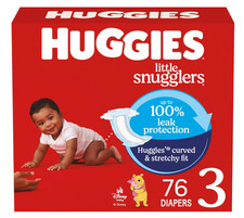 Huggies 76 Pack Little Snugglers Pooh Unisex Size 3 Disposable Baby Diapers 0.38 per diaper