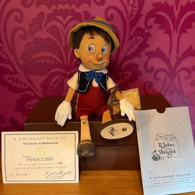 R John Wright Pinocchio Doll 1992 Limited 500 Wooden Disney COA Box Rare