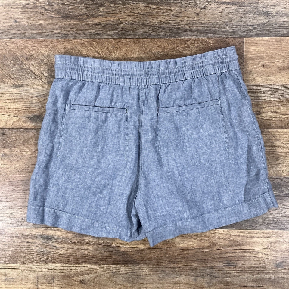 Pantalones Cortos Athleta Mujer 8 Azul 100% Lino Cintura Elástica Verano Piscina Playa Foto 2 de 4