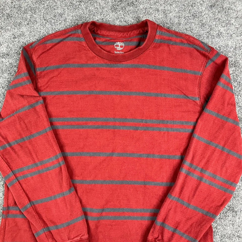 Camisa Timberland Para Hombre Talla L Roja Gris Rayas Algodón Manga Larga Informal Foto 2 de 4