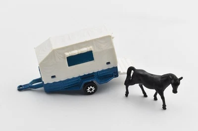 Majorette Horse Trailer blue - white. Vintage. Made in France. DieCast. 1/64 - Image 1 of 4