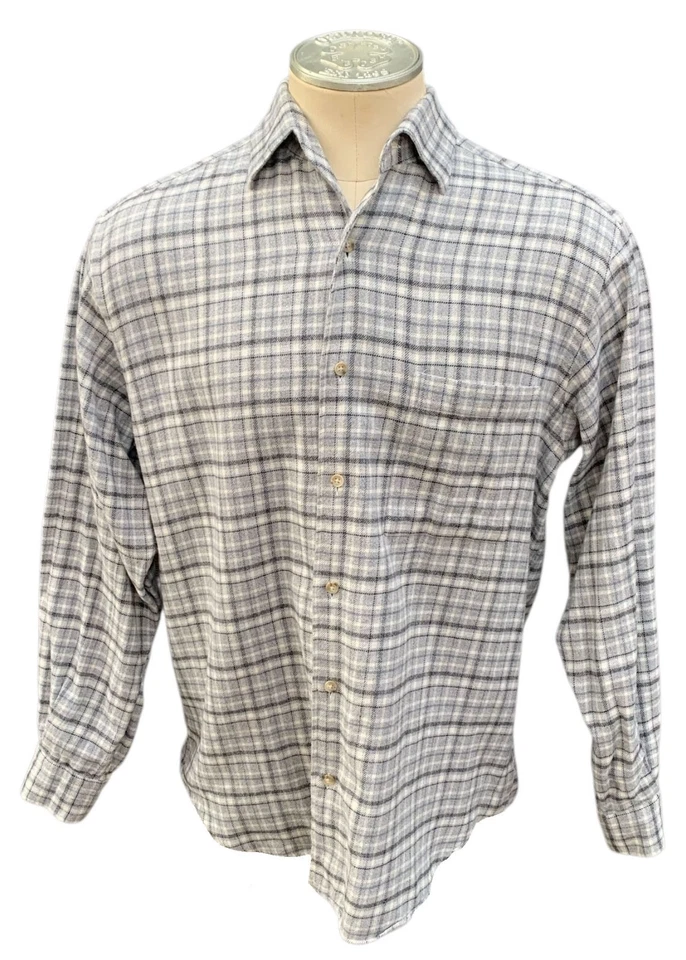 Camisa a Cuadros PAUL STUART Para Hombre LS Franela Suave Gris Brezo - Talla L Hecha en Italia Foto 2 de 4