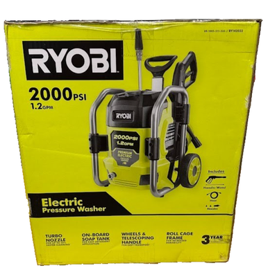 #ad RYOBI 2000 PSI 1.2 GPM Cold Water Corded Electric Pressure Washer $189.99