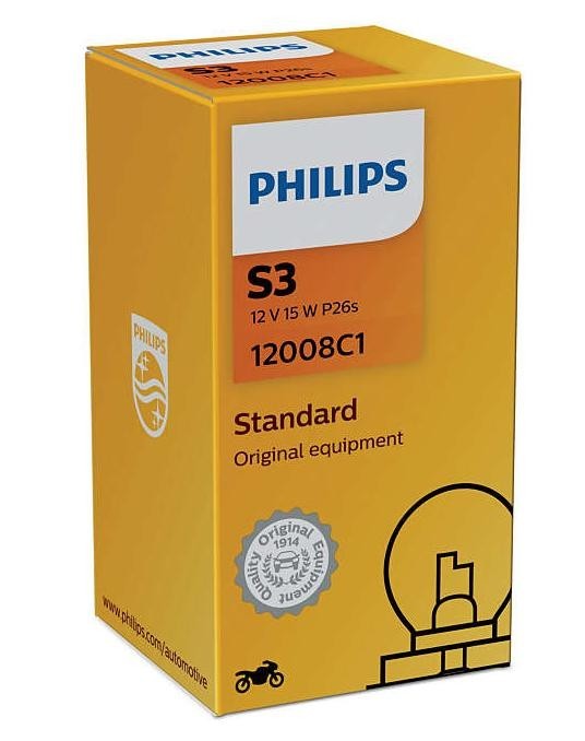 PHILIPS 12008C1 Bulb, spotlight S3 12V 15W P26s, Halogen