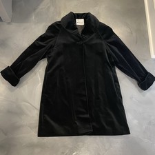 Vintage Black Velvet Opera Coat One Button Pockets Lined Sz M Women s READ