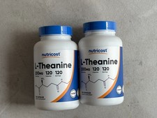 Lot Of 2 Nutricost L-Theanine 200mg 120 Capsules Non-GMO Gluten-Free EXP 11/2026