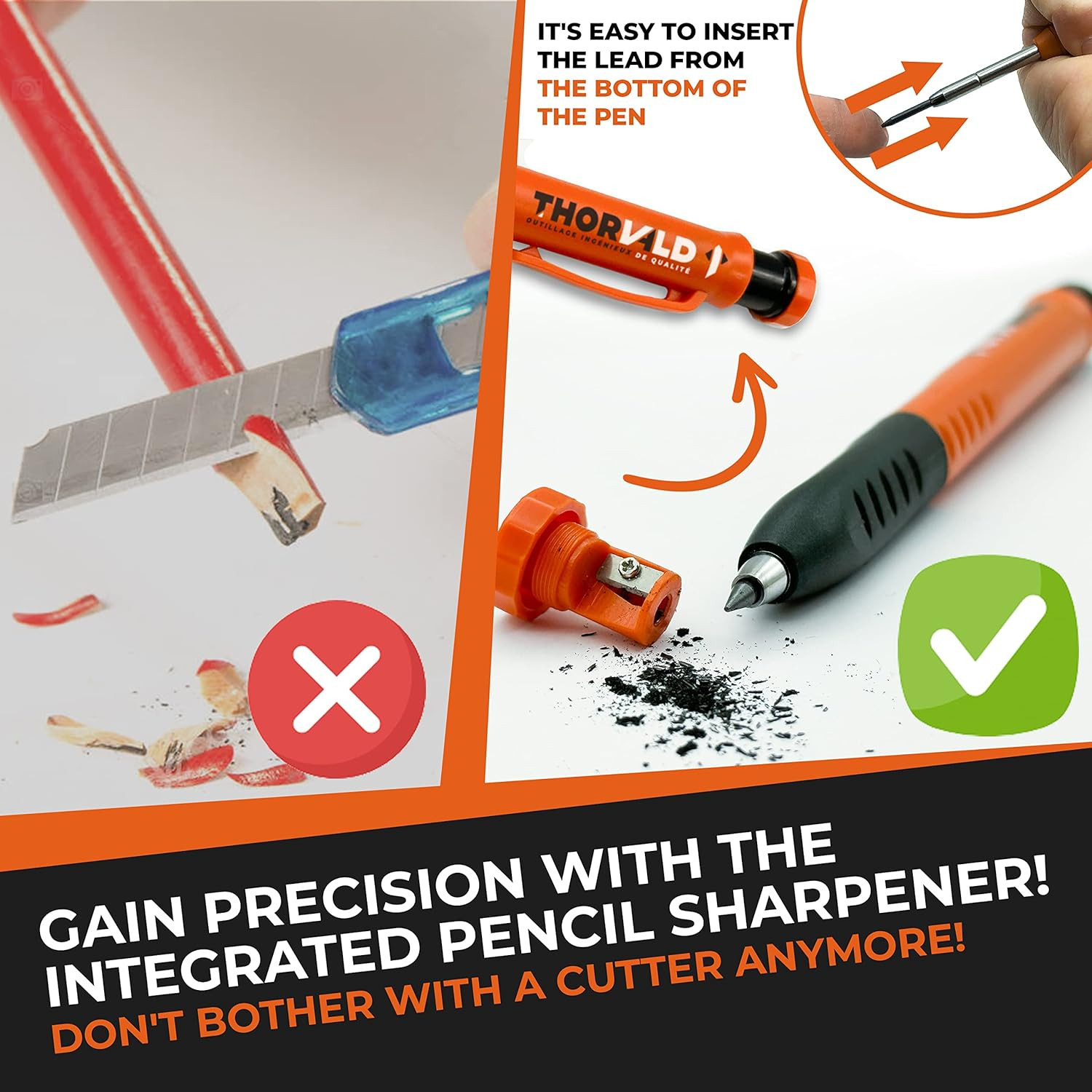 THORVALD 6-In-1 Carpenter Square 7 Inch (1/16" Precision) T Square Multi-Purpose