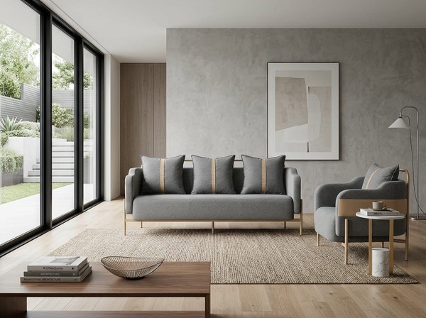 3-Sitzer-Sofa Sessel Grau Modern Elegant Funktional Ergonomisch-image