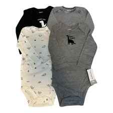 Carter's Baby Boy's Bodysuits 4 Long Sleeve Mighty Cute Dinosaur Boy's 9M NWT